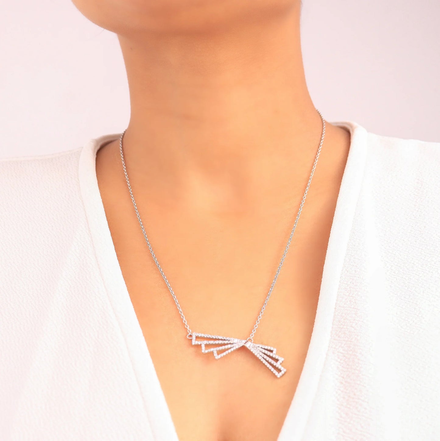 Trendy Stripes Geometric Diamond Necklace