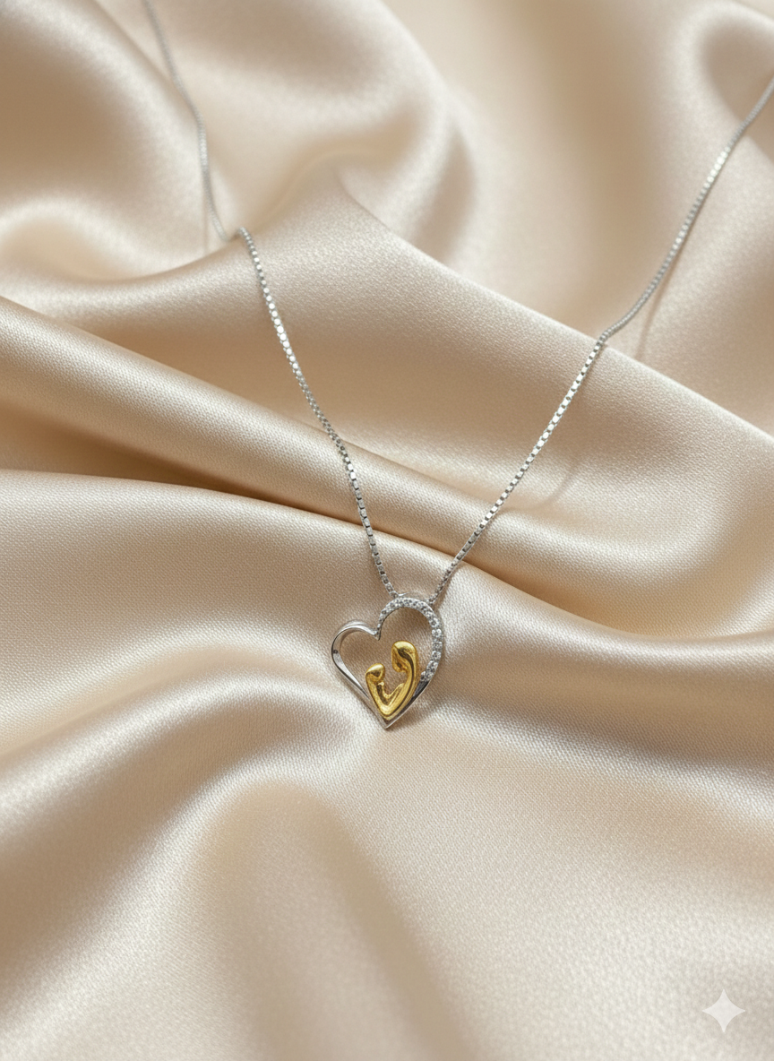 Mom & Baby 925 Sterling Silver Necklace