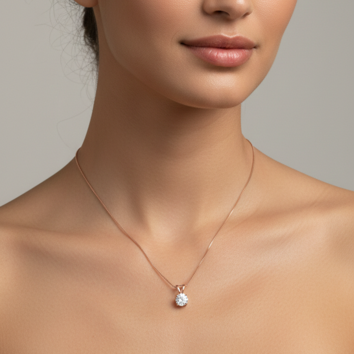 Premium Soliatre Zircon Studded Pendant With Chain