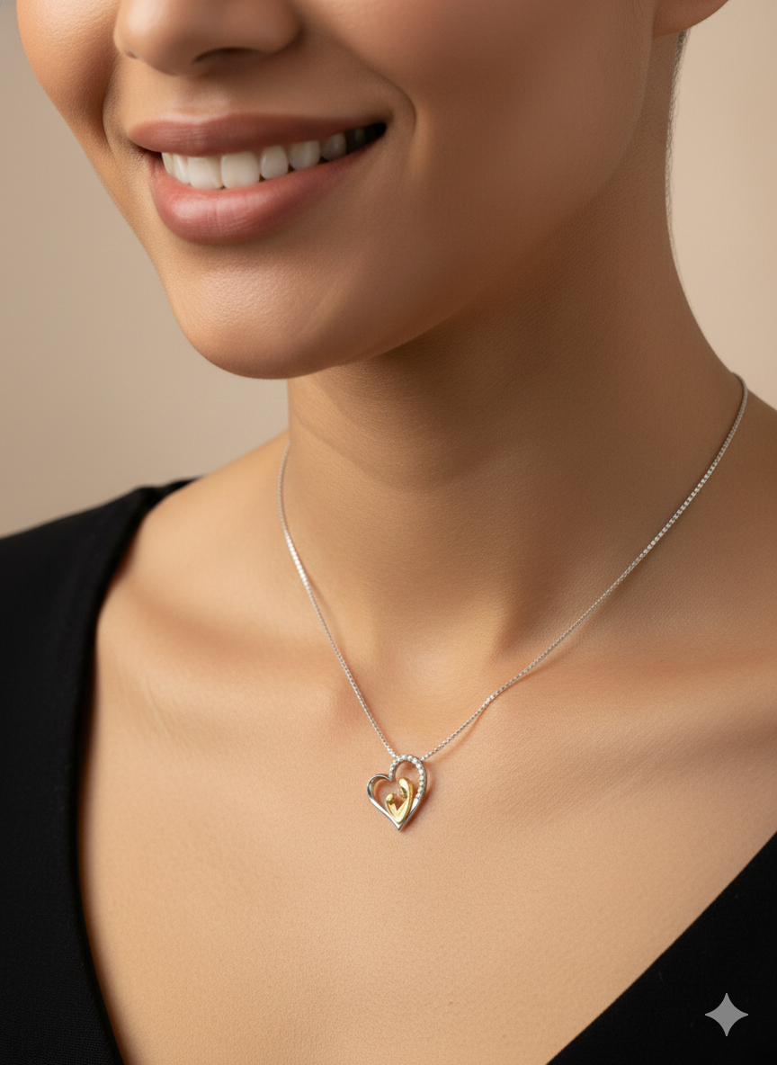 Mom & Baby 925 Sterling Silver Necklace