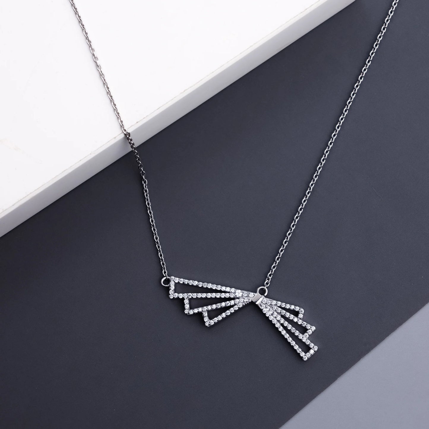 Trendy Stripes Geometric Diamond Necklace