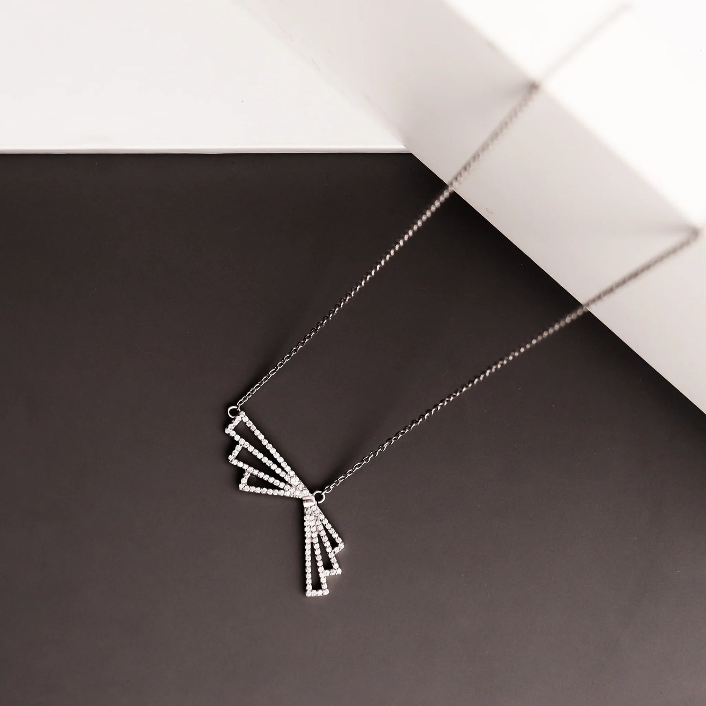 Trendy Stripes Geometric Diamond Necklace