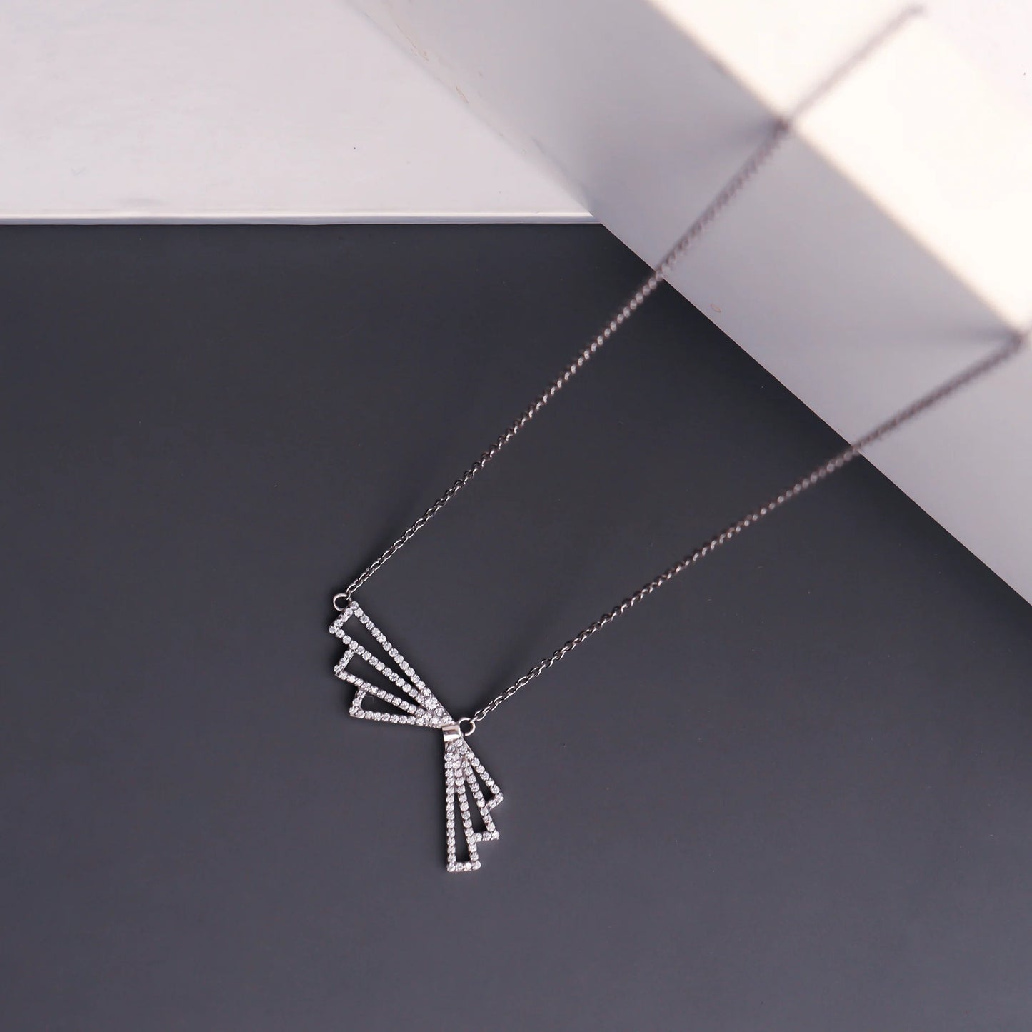 Trendy Stripes Geometric Diamond Necklace