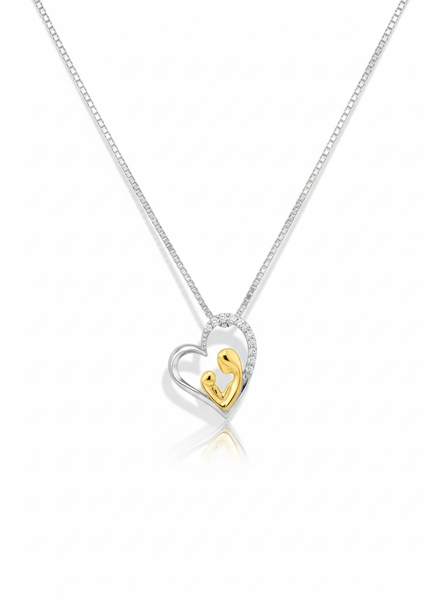 Mom & Baby 925 Sterling Silver Necklace