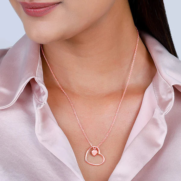 Eternal Affection Heart Necklace In Rose Gold