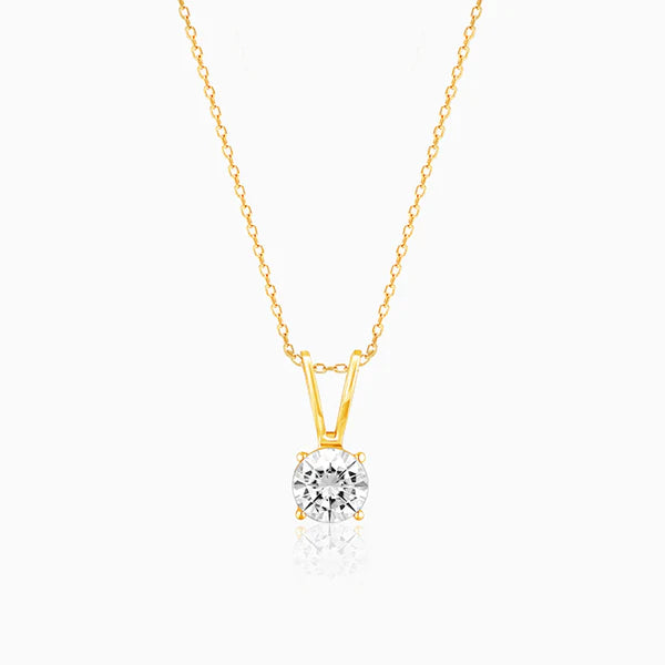 Premium Soliatre Zircon Studded Pendant With Chain
