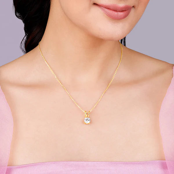 Premium Soliatre Zircon Studded Pendant With Chain