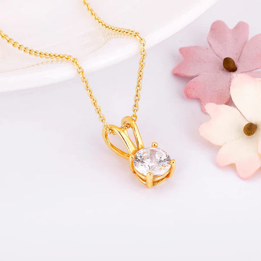 Premium Soliatre Zircon Studded Pendant With Chain