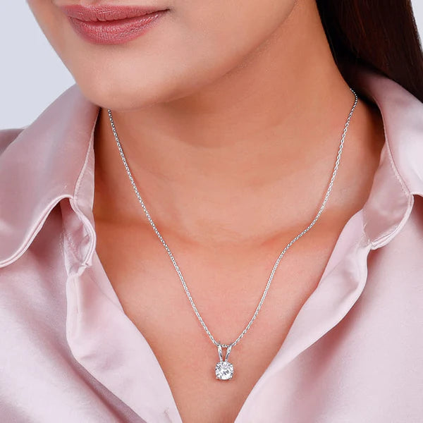 Premium Soliatre Zircon Studded Pendant With Chain