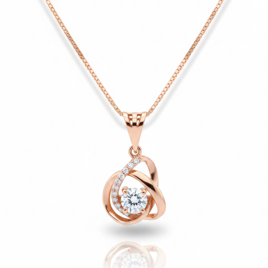 Rosé Orbit Sparkle Necklace (With Premium Rose Box)